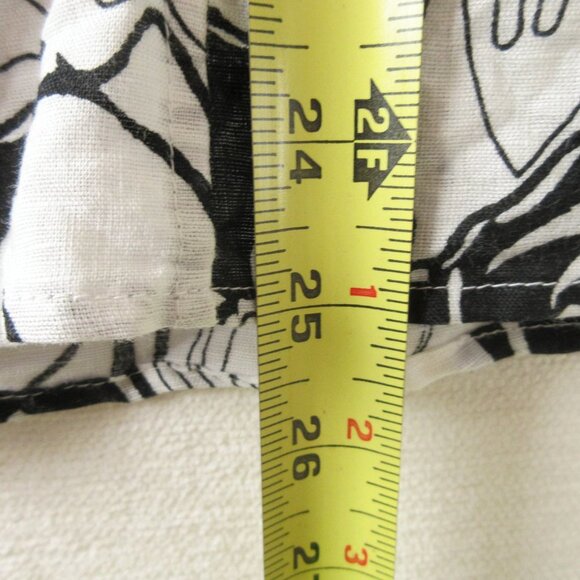 Harve Bernard Black and White Linen Blouse Size L Abstract Floral - Picture 14 of 16